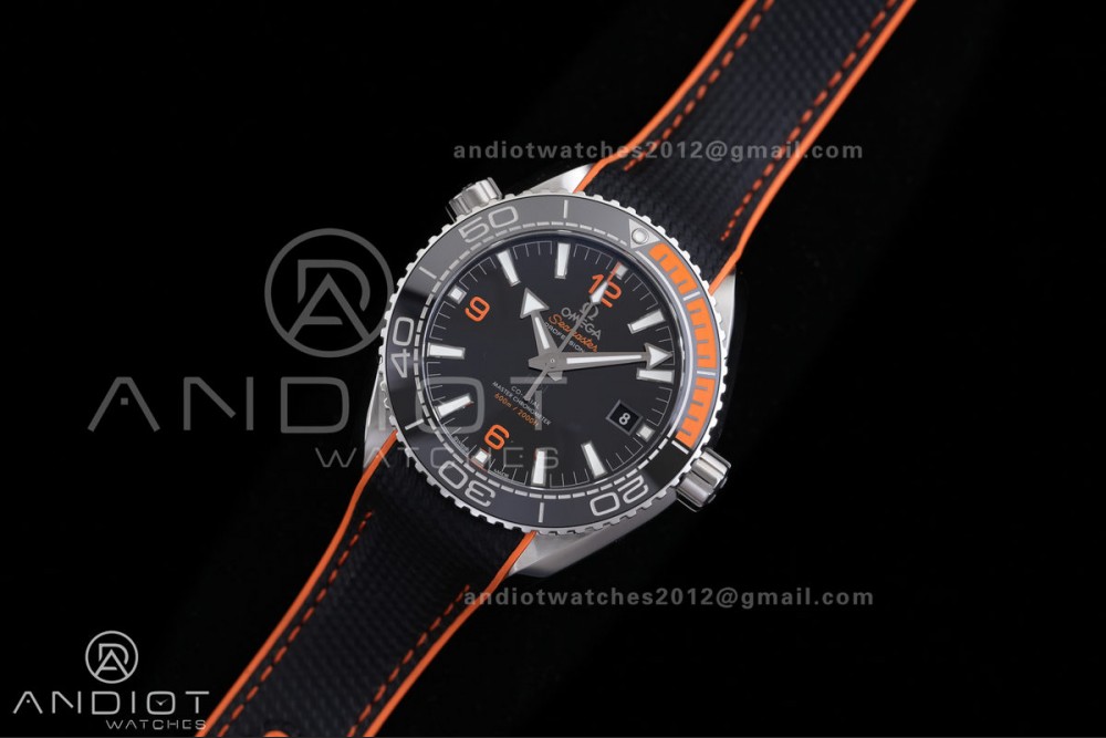 Planet Ocean 43.5mm SS VSF 1:1 Best Edition Black/Orange Bezel Black Dial on Nylon Strap A8900 Super Clone V2 — photo 2
