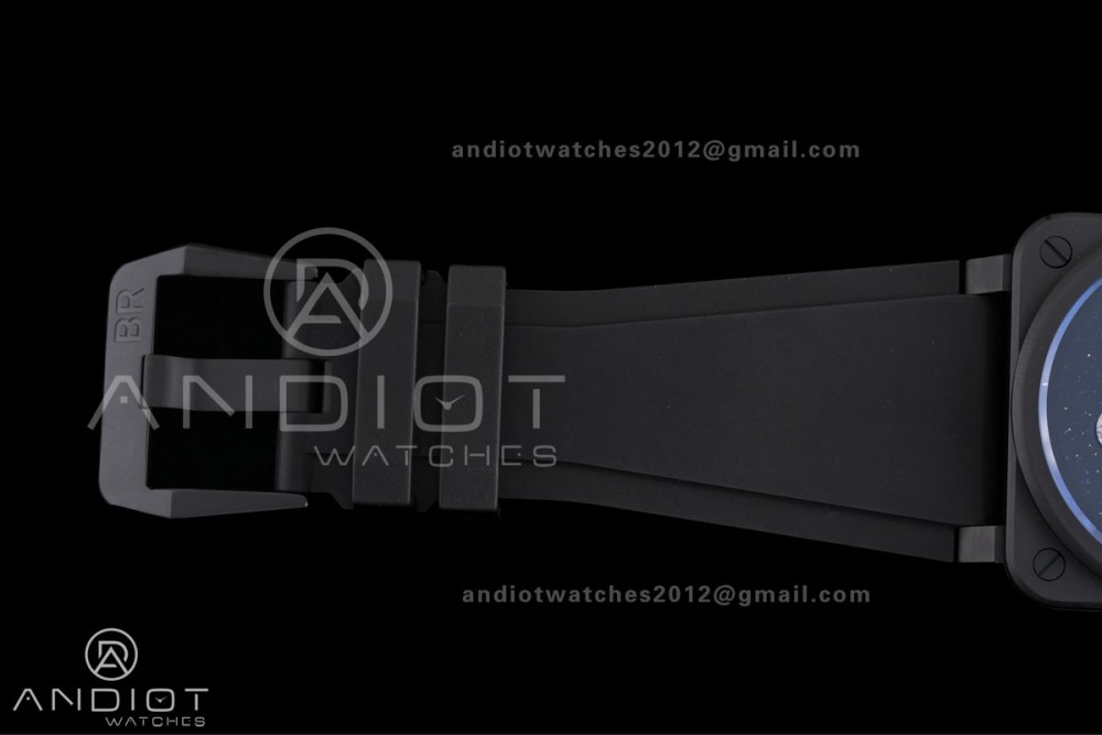 BR03 ASTRO Space Punk Black Ceramic M+F 1:1 Best Edition Aventurine Dial on Rubber Strap A2892 — photo 14
