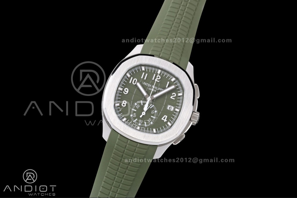 Aquanaut 5968 SS DDF 1:1 Best Edition Green Dial on Green Rubber Strap A520 — photo 2