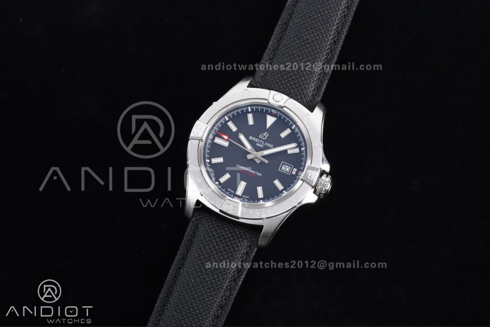 Avenger Chronometer 42mm SS BLSF 1:1 Best Edition Black Dial On Black Nylon Strap A2824 — photo 2