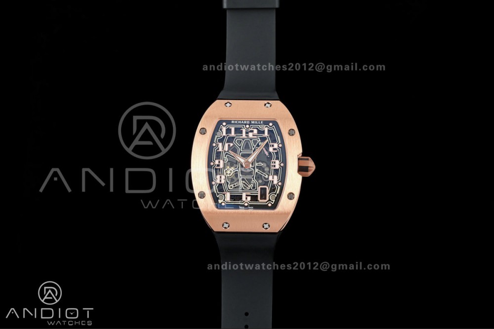 Mille Studio RM67-01 RG Skeleton Dial on Black Rubber Strap CRMA6 Clone