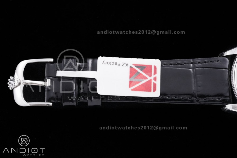 Cellini 50509 SS KZF 1:1 Best Edition Black Dial Stick Markers on Black Leather Strap SA3132 — photo 17