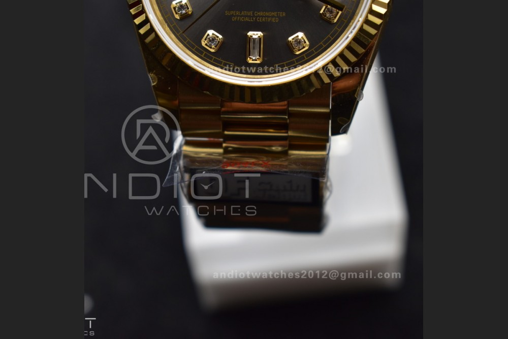 DayDate 36 YG QF Best Edition 904L Steel Grey Dial with Square Diamond on President Bracelet vr3255 V5 (Gain Weight) — photo 6