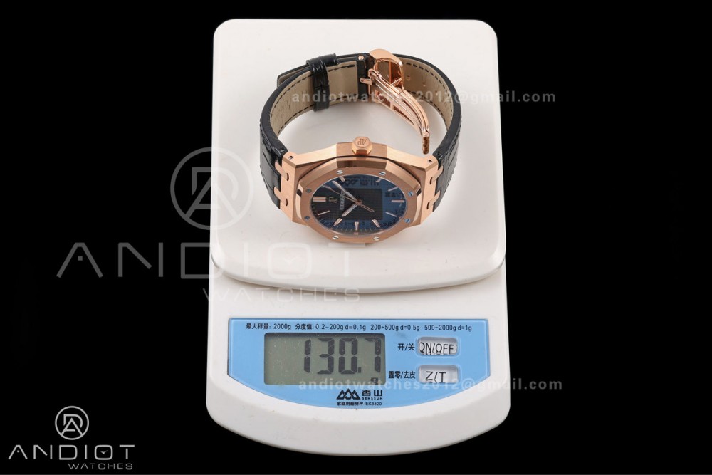 Royal Oak 41mm 15500 RG DDF 1:1 Best Edition Black Dial on Black Leather Strap DD4302 Super Clone (Weighted) — photo 27