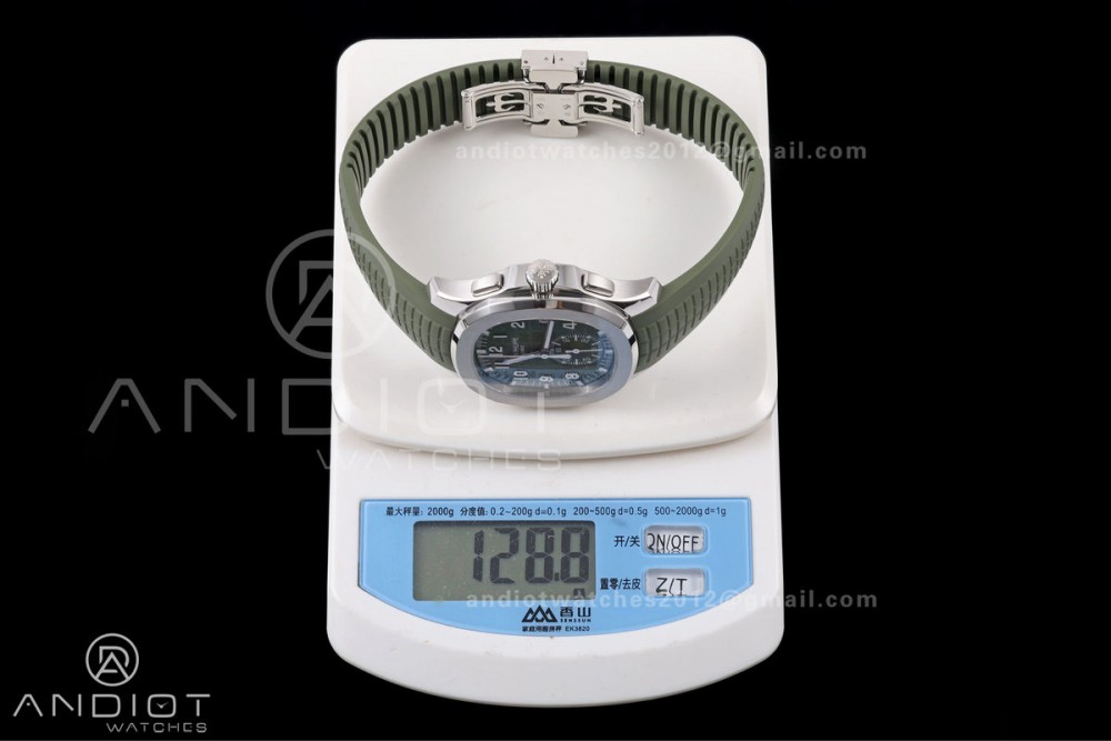 Aquanaut 5968 SS DDF 1:1 Best Edition Green Dial on Green Rubber Strap A520 — photo 32