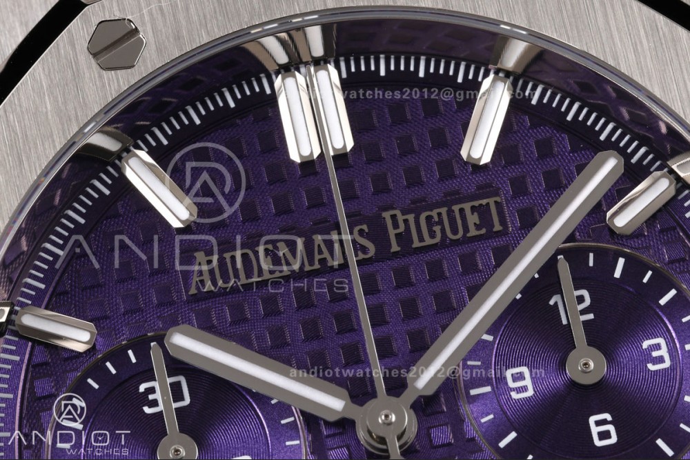 Royal Oak Chrono 26240 SS OCTA 1:1 Best Edition Purple Dial on SS Bracelet JH4401 Super Clone (Free Sprung) — photo 4