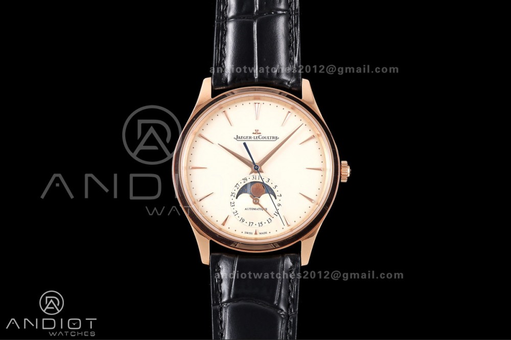 Master Ultra Thin Moon RG RZF 1:1 Best Edition Cream Dial on Black Leather Strap SA925 Super Clone — photo 3