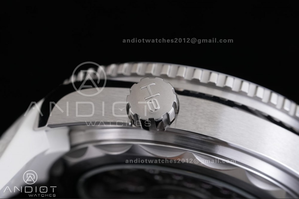 Planet Ocean 39.5mm White Ceramic Bezel SS VSF 1:1 Best Edition White Dial On White Rubber Strap Super Clone Asian 8800 — photo 15