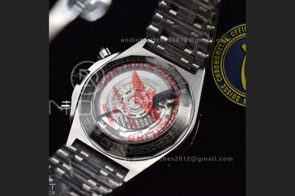 Chronomat B01 44mm SS BLSF 1:1 Best Edition Black Dial on SS Bracelet A7750 — photo 16