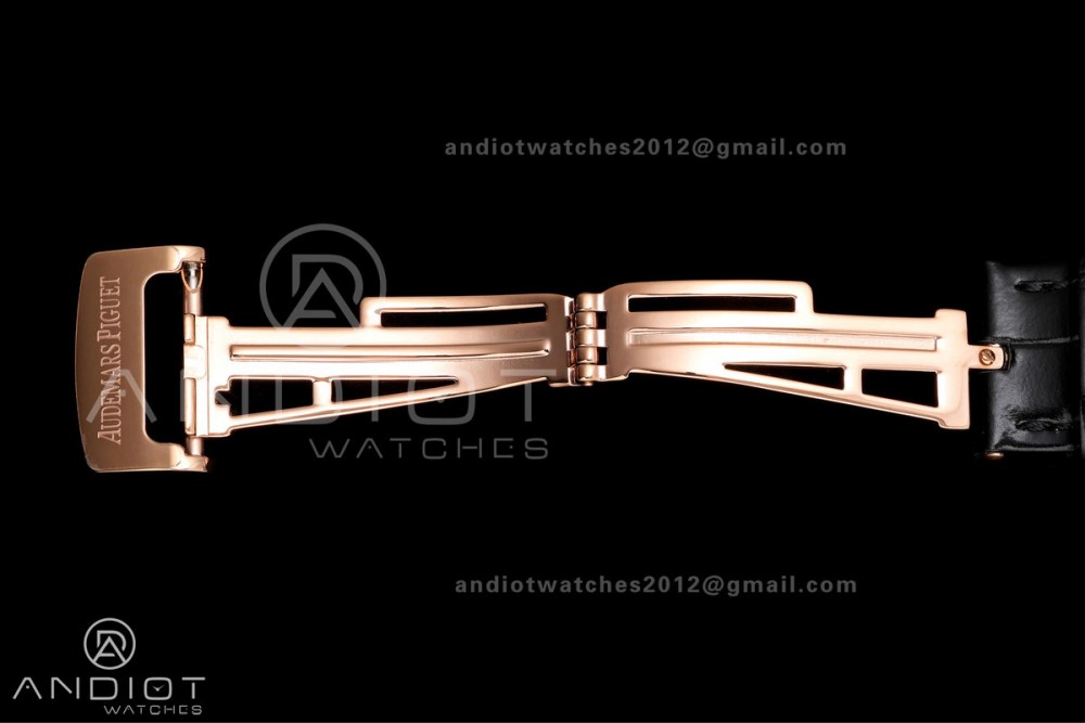 Royal Oak 41mm 15500 RG DDF 1:1 Best Edition Black Dial on Black Leather Strap DD4302 Super Clone (Weighted) — photo 21