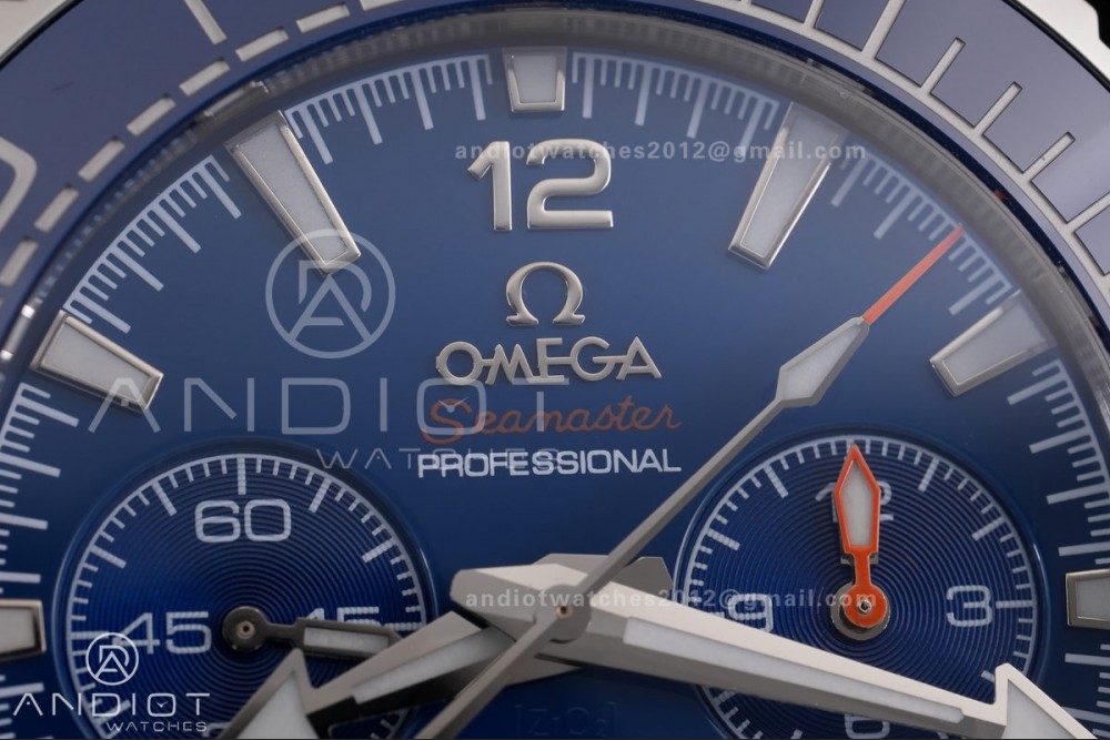 Planet Ocean 600M Chrono SS N1F 1:1 Best Edition Blue Dial on Blue Rubber Strap A9900 — photo 3