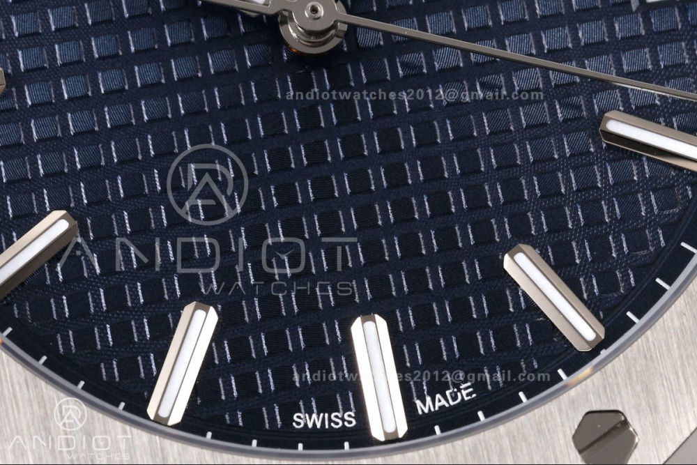 Royal Oak 15500 SS OCTA 1:1 Best Edition Blue Dial on Black Rubber Strap JH4302 Super Clone (Free Sprung) — photo 5