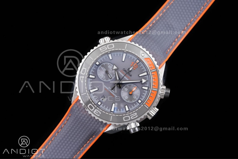 Planet Ocean 600M Chrono SS N1F 1:1 Best Edition Gary Dial 1/4 Orange Bezel on Rubber Strap A9900 — photo 2