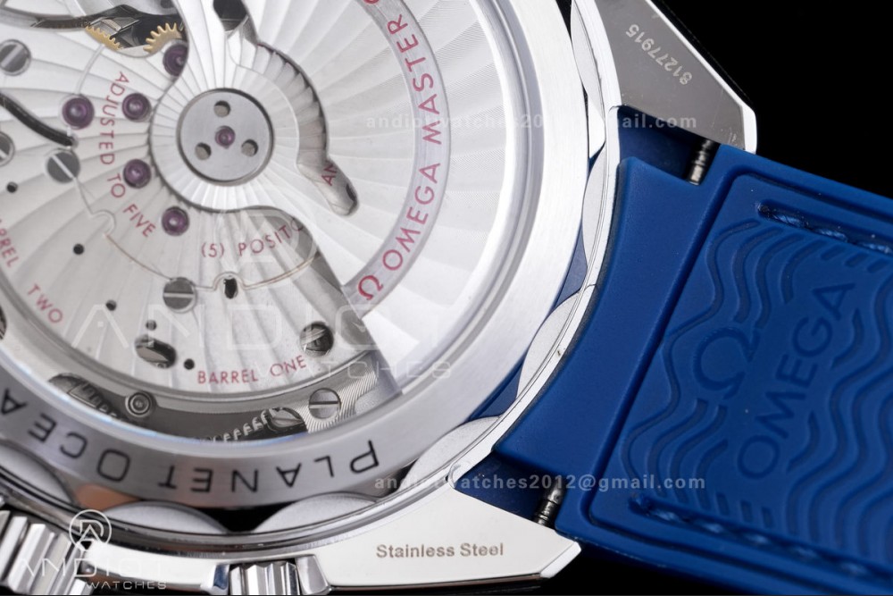 Planet Ocean 600M Chrono SS N1F 1:1 Best Edition Blue Dial on Blue Rubber Strap A9900 — photo 12