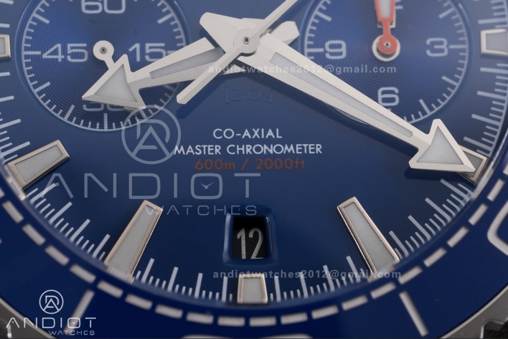 Planet Ocean 600M Chrono SS N1F 1:1 Best Edition Blue Dial on Blue Rubber Strap A9900 — photo 5