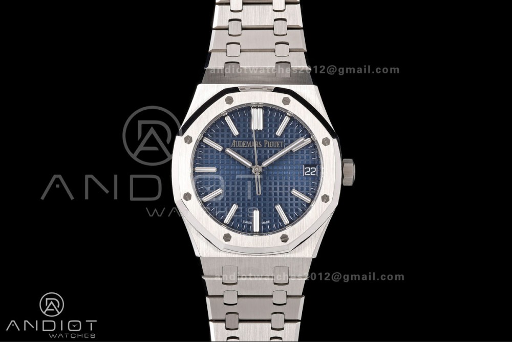 Royal Oak 15510 SS OCTA 1:1 Best Edition Blue Dial on SS Bracelet JH4302 Super Clone (Free Sprung) — photo 3