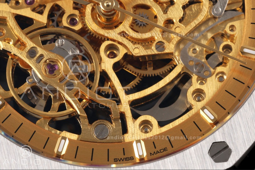 Royal Oak 41mm Openworked 15407 SS DDF 1:1 Best Edition YG Dial on SS Bracelet SA3132 Double Balance Wheels — photo 5