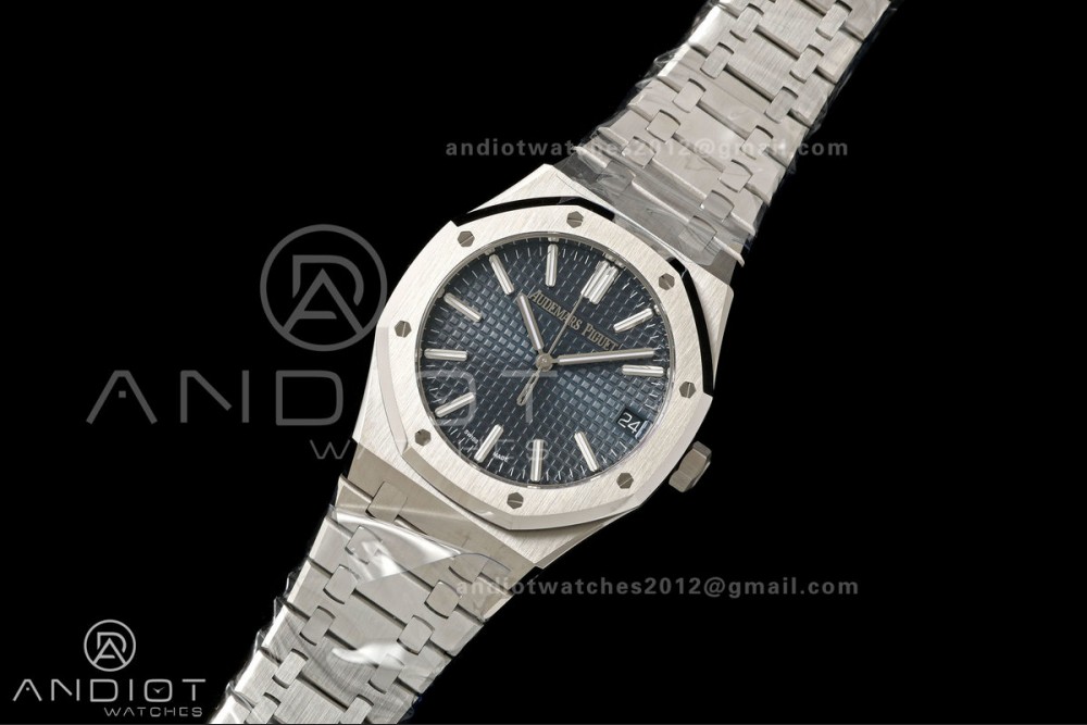 Royal Oak 41mm 15510 SS VSF 1:1 Best Edition Blue Textured Dial on SS Bracelet DD4302 Super Clone — photo 2