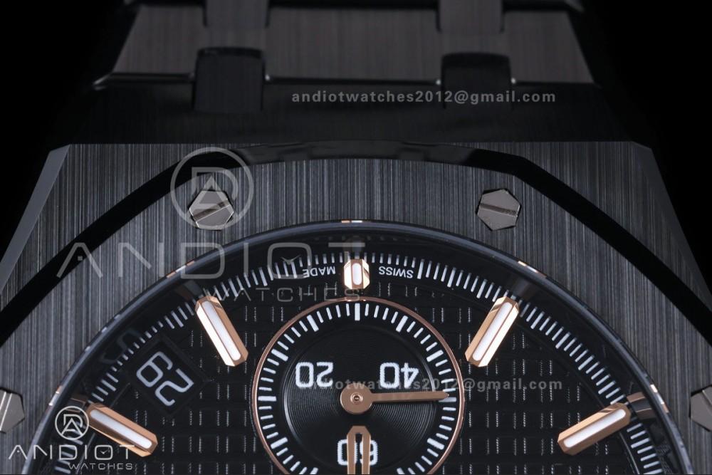 Royal Oak Chrono 26240 Black Ceramic ZF 1:1 Best Edition on Ceramic Bracelet SA4401 Super Clone V2 (Free Sprung) — photo 6