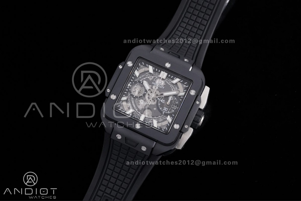 Square Bang Unico Black Ceramic BBF 1:1 Best Edition on Rubber Strap A1280 — photo 2