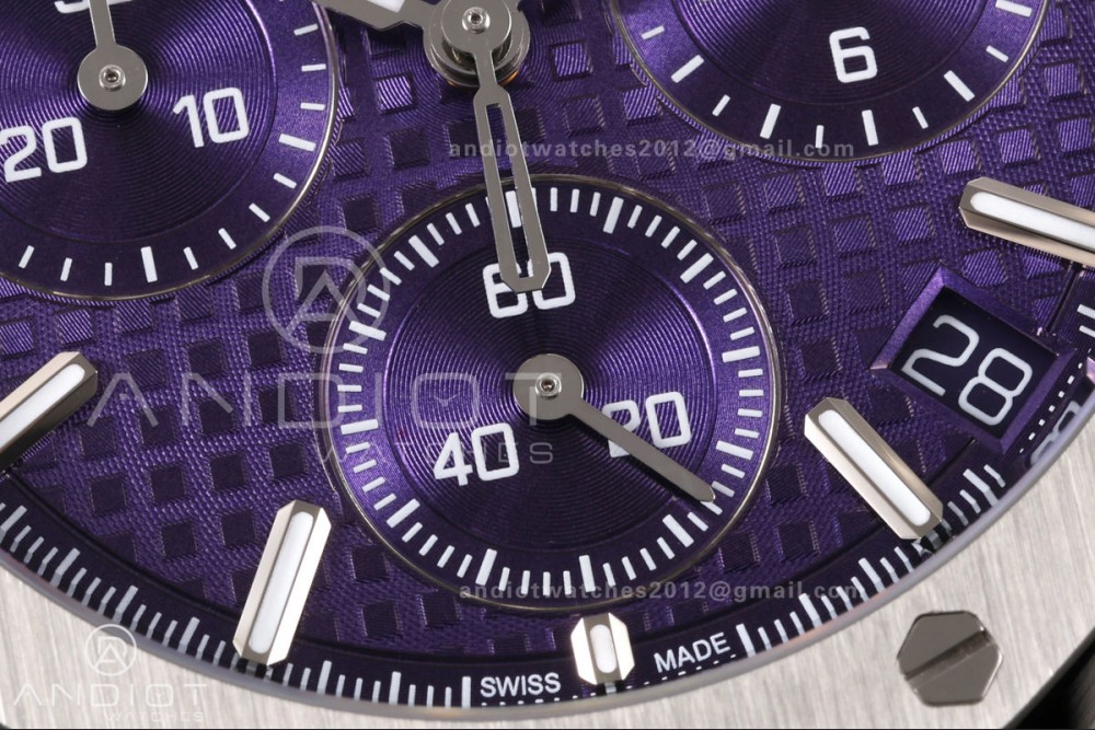 Royal Oak Chrono 26240 SS OCTA 1:1 Best Edition Purple Dial on SS Bracelet JH4401 Super Clone (Free Sprung) — photo 5