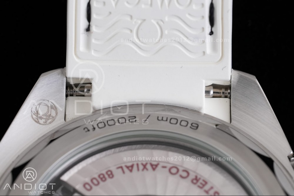 Planet Ocean 39.5mm White Ceramic Bezel SS VSF 1:1 Best Edition White Dial On White Rubber Strap Super Clone Asian 8800 — photo 12