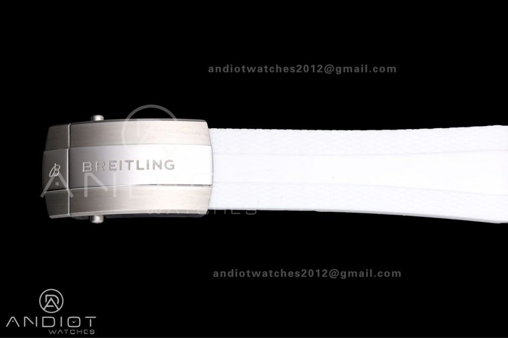 SuperOcean Automatic 42 SS BLF 1:1 Best Edition White Rainbow Dial on White Rubber Strap A2824 — photo 17