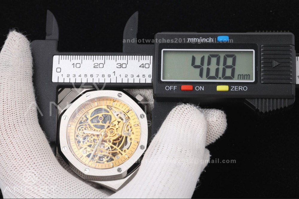 Royal Oak 41mm Openworked 15407 SS DDF 1:1 Best Edition YG Dial on SS Bracelet SA3132 Double Balance Wheels — photo 22