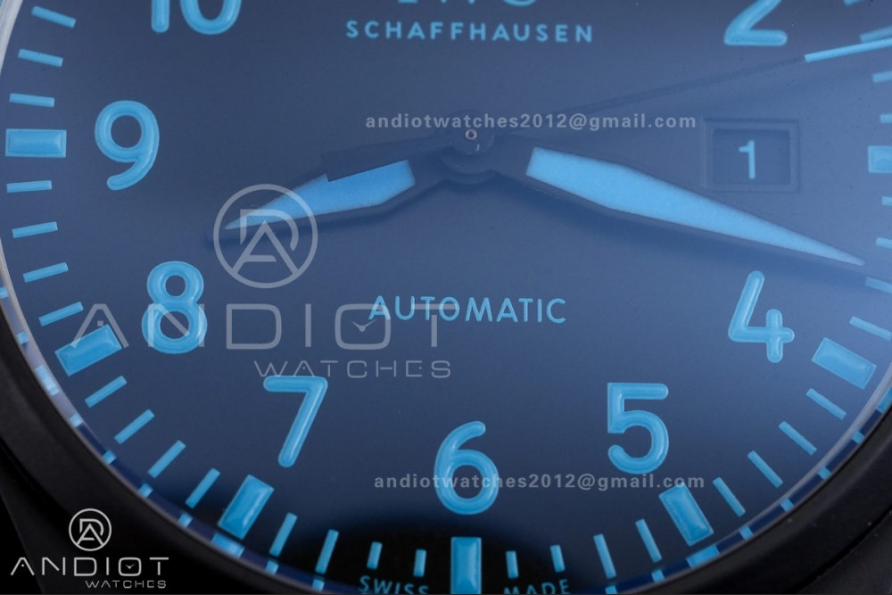 IWC Pilot 41 Top Gun Ceramic IW328107 M+F Best Edition on Blue Rubber Strap MIYOTA 9015 — photo 5