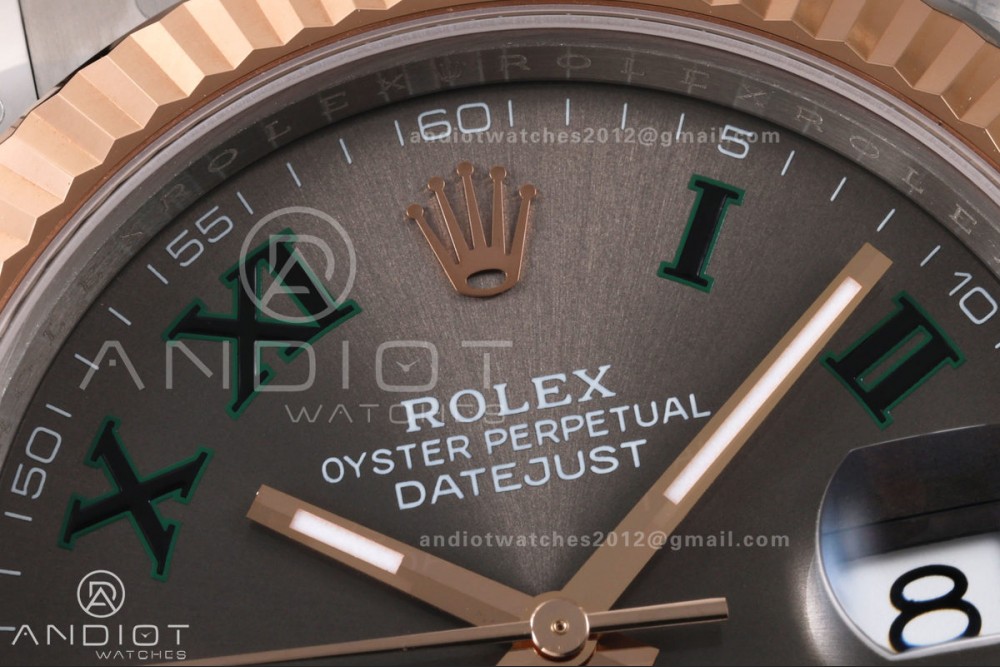 DateJust 41 126331 SS/RG VSF 1:1 Best Edition Gray Dial Green Roman on Oyster Bracelet VS3235 V2s — photo 4