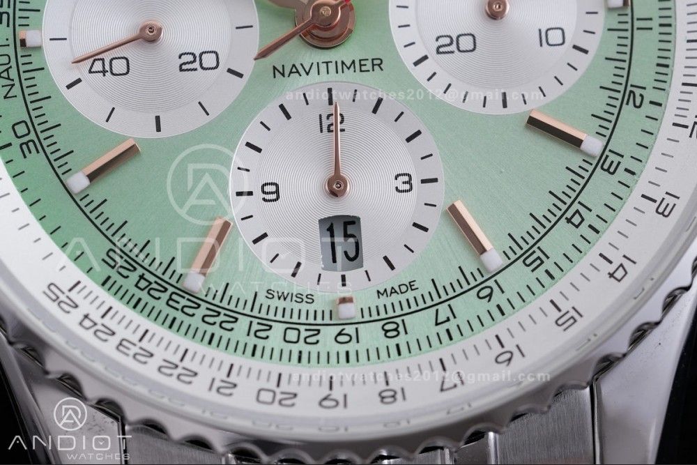 Navitimer B01 SS 43mm BLS 1:1 Best Edition Light Dial White Subdial on SS Bracelet A7750 — photo 5
