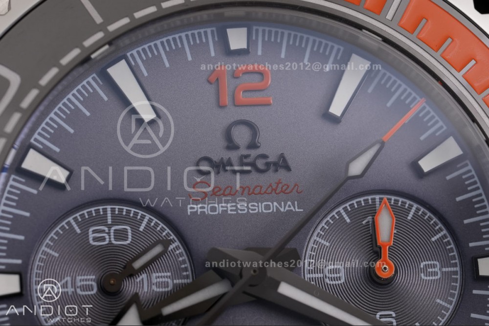 Planet Ocean 600M Chrono SS N1F 1:1 Best Edition Gary Dial 1/4 Orange Bezel on Rubber Strap A9900 — photo 3