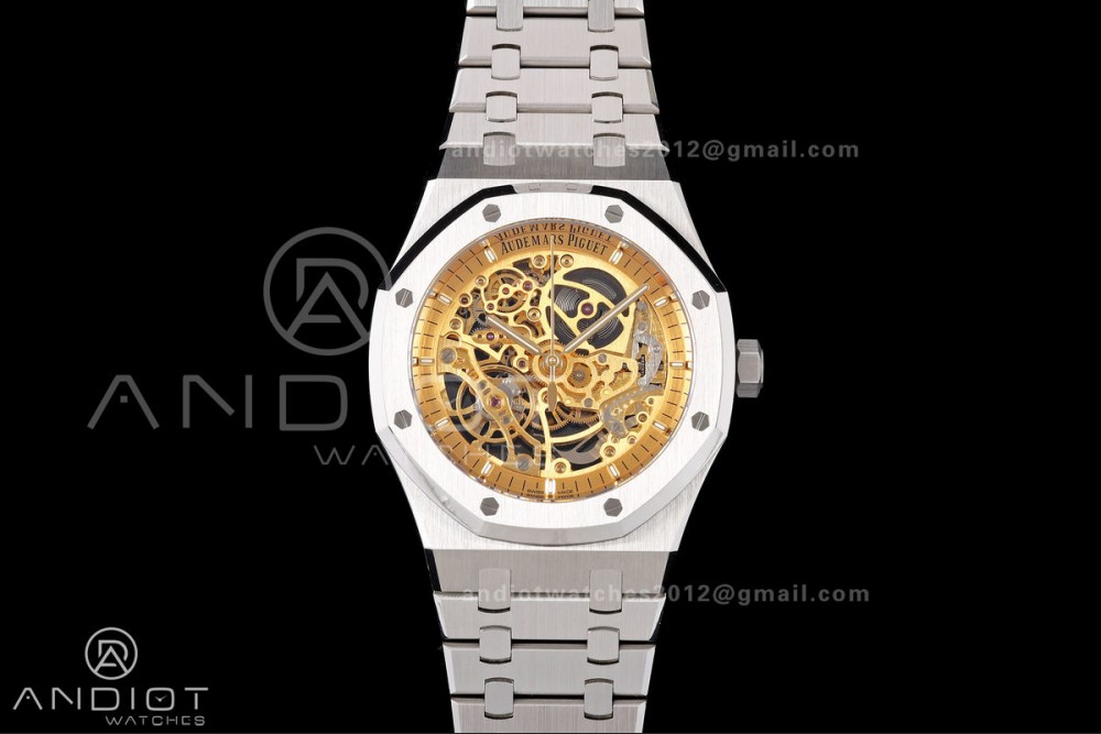 Royal Oak 41mm Openworked 15407 SS DDF 1:1 Best Edition YG Dial on SS Bracelet SA3132 Double Balance Wheels — photo 3