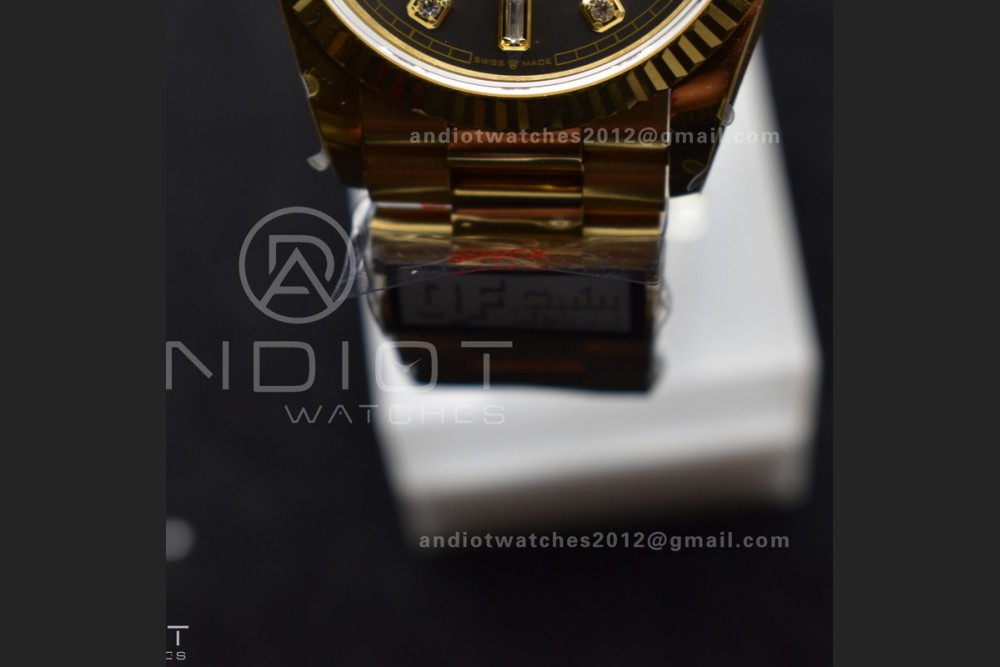 DayDate 36 YG QF Best Edition 904L Steel Grey Dial with Square Diamond on President Bracelet vr3255 V5 (Gain Weight) — photo 7