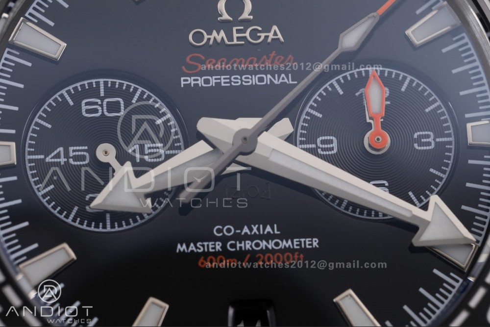 Planet Ocean 600M Chrono SS N1F 1:1 Best Edition Black Dial on Black Rubber Strap A9900 — photo 4