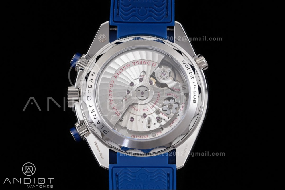 Planet Ocean 600M Chrono SS N1F 1:1 Best Edition Blue Dial on Blue Rubber Strap A9900 — photo 7
