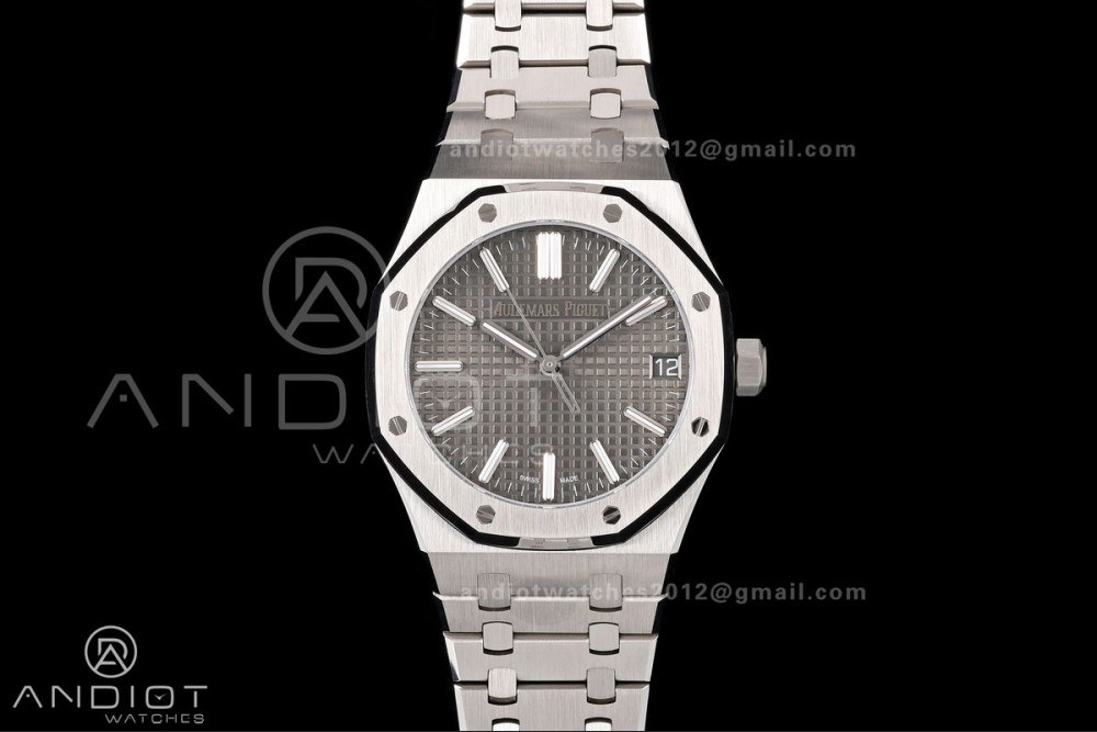 Royal Oak 15510 SS OCTA 1:1 Best Edition Gray Dial on SS Bracelet JH4302 Super Clone (Free Sprung) — photo 3