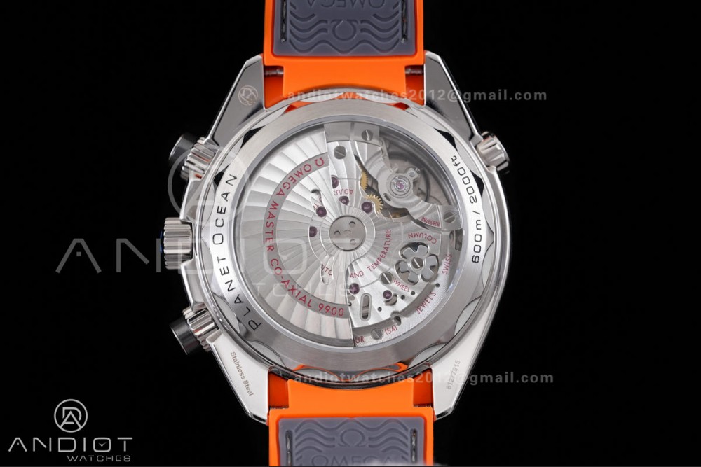 Planet Ocean 600M Chrono SS N1F 1:1 Best Edition Gary Dial 1/4 Orange Bezel on Rubber Strap A9900 — photo 7