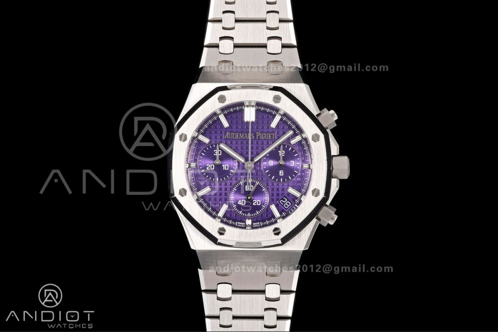 Royal Oak Chrono 26240 SS OCTA 1:1 Best Edition Purple Dial on SS Bracelet JH4401 Super Clone (Free Sprung) — photo 3