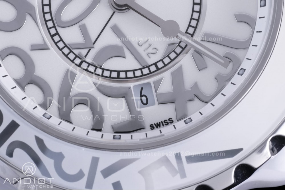 J12 33mm HTF 1:1 Best Edition White Korea Ceramic White Numeral Dial on Bracelet Swiss Quartz — photo 5