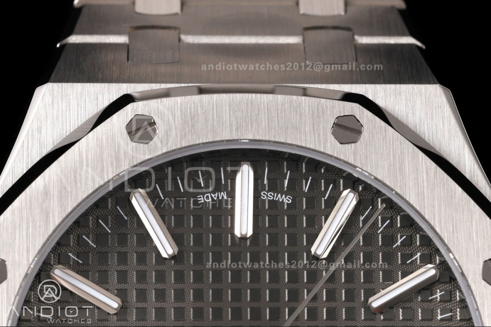Royal Oak 15510 SS OCTA 1:1 Best Edition Gray Dial on SS Bracelet JH4302 Super Clone (Free Sprung) — photo 7