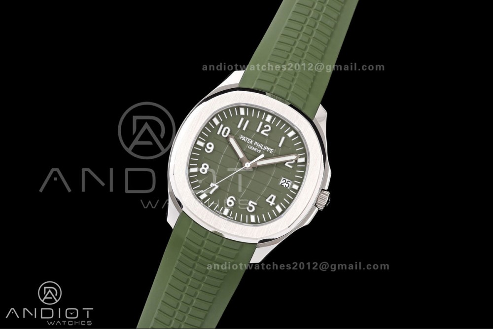 Aquanaut 5168G 42mm SS OME 1:1 Best Edition Green Dial on Green Rubber Strap DPB330 Super Clone (Weighted) — photo 2