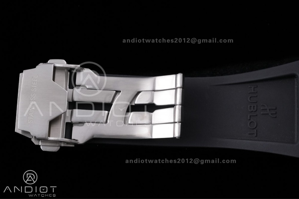 Square Bang Unico 42mm Titanium BBF 1:1 Best Edition Skeleton Dial Ceramic Bezel on Black Rubber Strap A1280 — photo 15