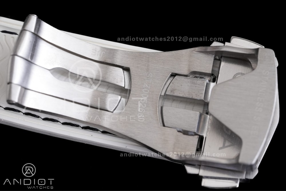 Planet Ocean 39.5mm White Ceramic Bezel SS VSF 1:1 Best Edition White Dial On White Rubber Strap Super Clone Asian 8800 — photo 22