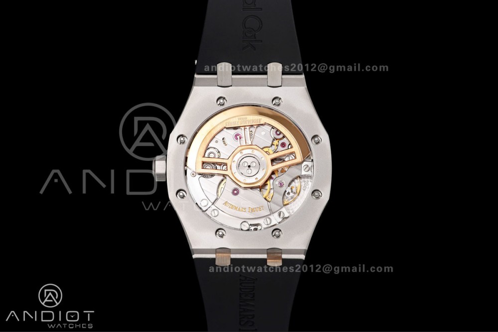 Royal Oak 15500 SS OCTA 1:1 Best Edition Blue Dial on Black Rubber Strap JH4302 Super Clone (Free Sprung) — photo 10