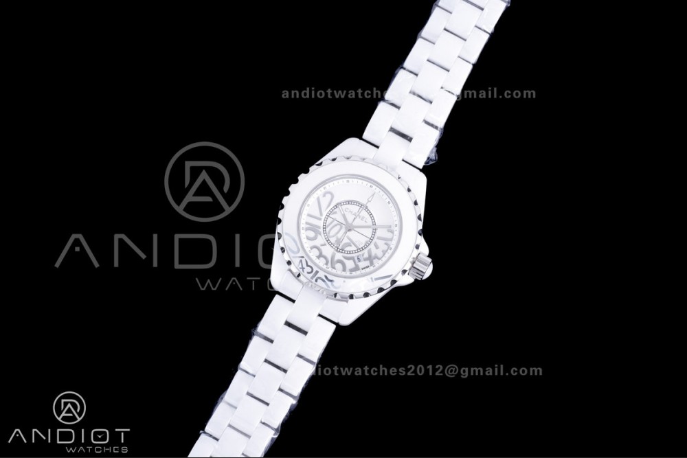 J12 33mm HTF 1:1 Best Edition White Korea Ceramic White Numeral Dial on Bracelet Swiss Quartz — photo 2