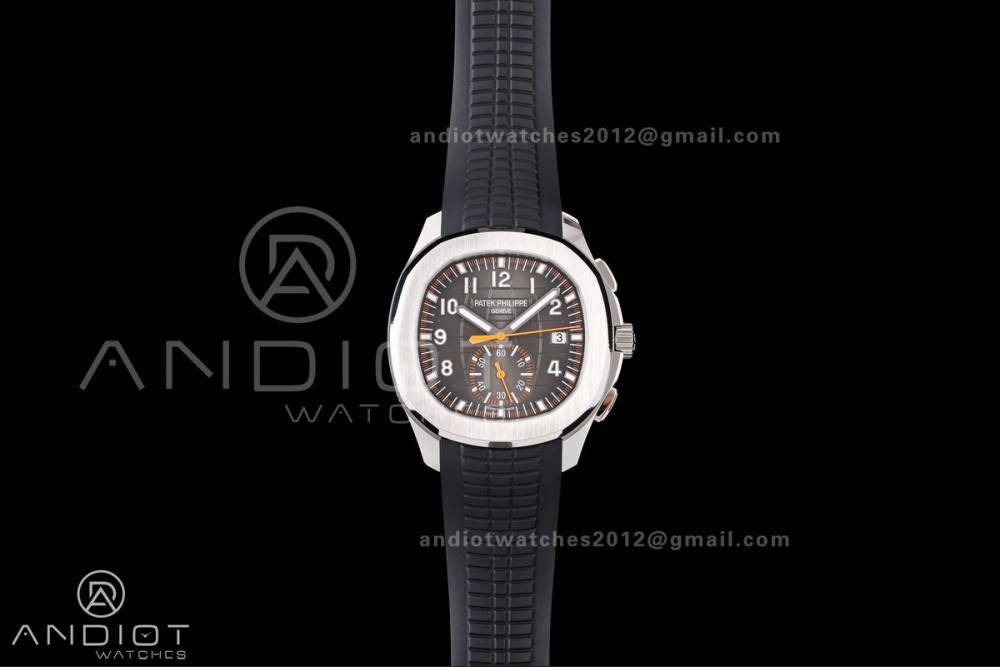 Aquanaut 5968 SS DDF 1:1 Best Edition Gray Dial on Black Rubber Strap A520